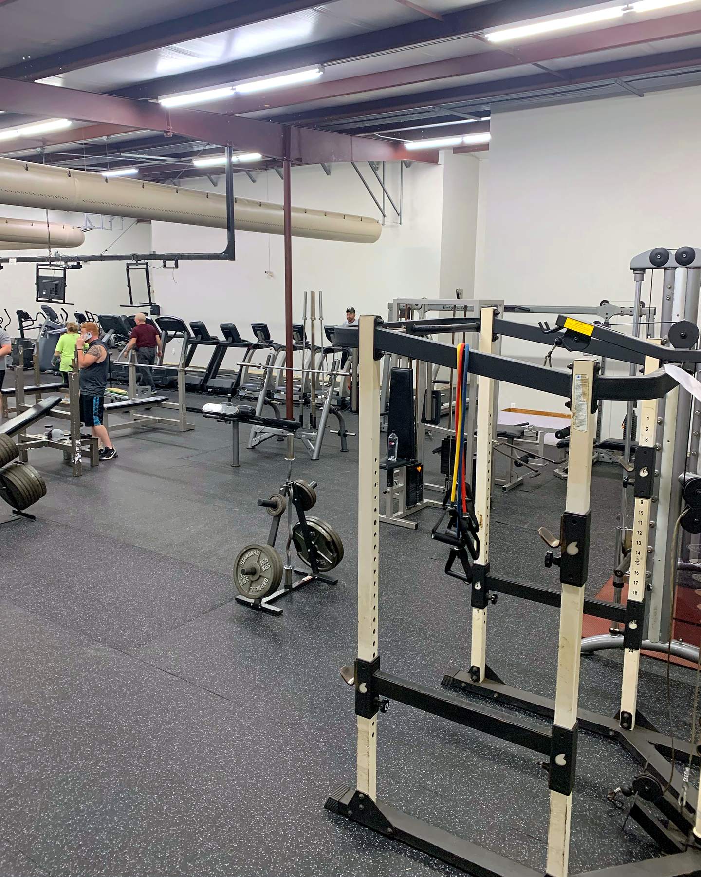 Power rack and free-weight area on the main gym floor